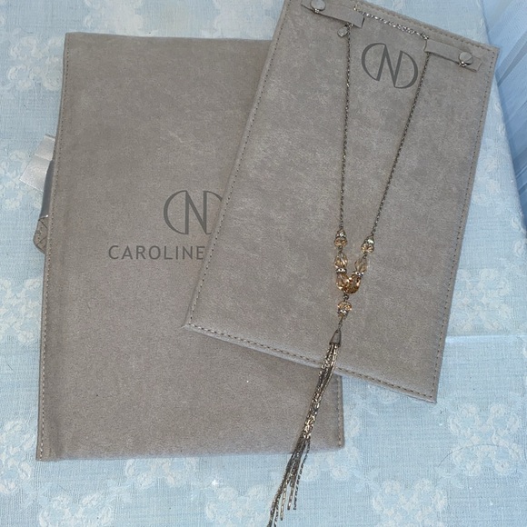 Caroline Neron fine jewelry crystal/Silver plated tassel necklace Size 17”.5 - Picture 4 of 11